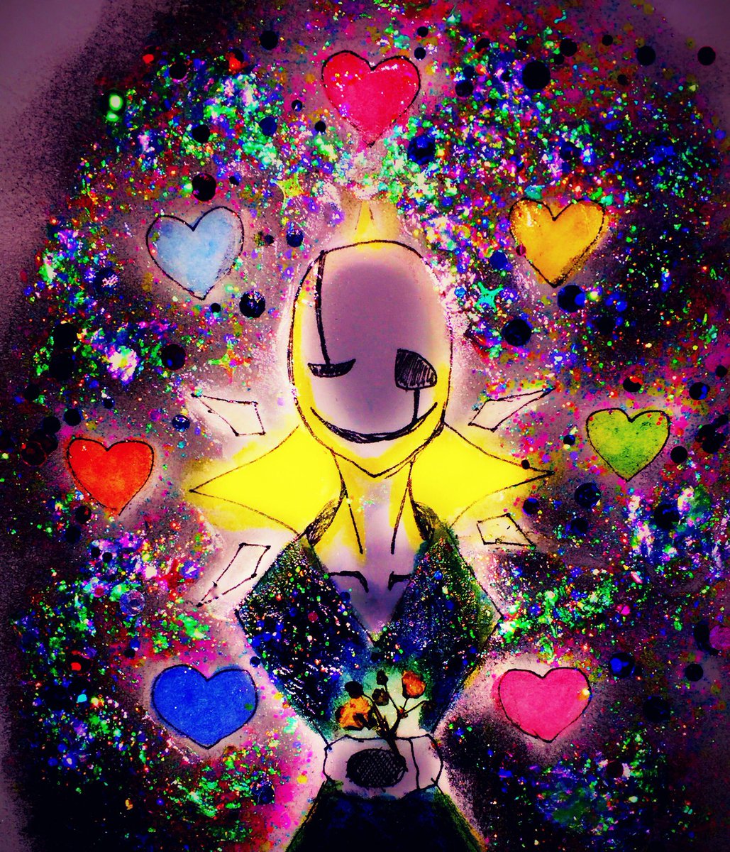 キャンディヌ Twitterissa Undertale版深夜の真剣お絵描き60分一本勝負 お題 ドクター ガスター Gasterと 7つのソウルとケツイを描きました