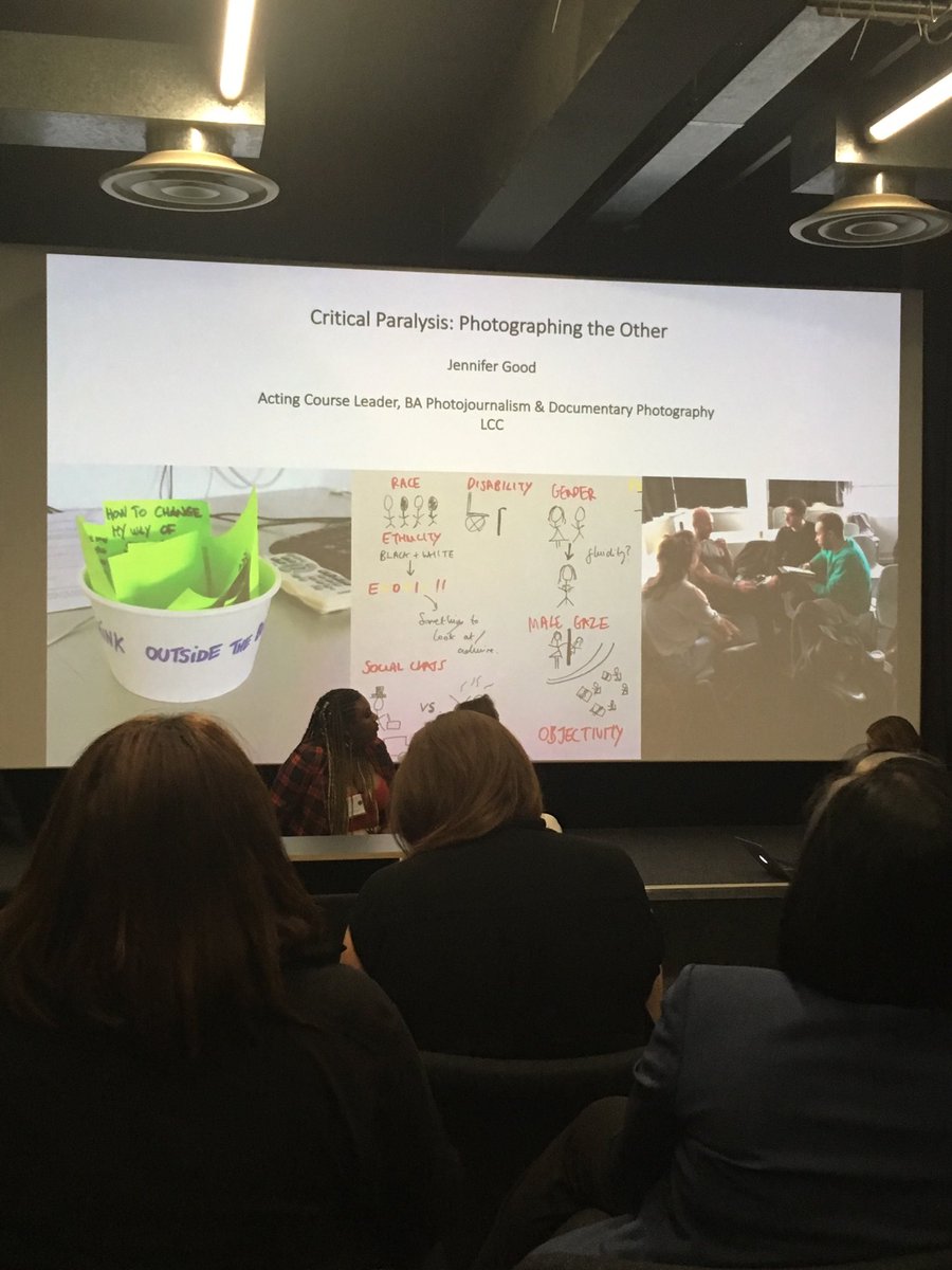 marq_smith's tweet photo. #jennifergood ⁦@LCCLondon⁩ on #photojournalism #decolonising and why her students become paralysed by their ethical responsibilities as photographers ⁦@UAL⁩ @UALResearch #iavc #iavc2018 #visualpedagogies #visualactivism https://t.co/psVhv9t0Mb