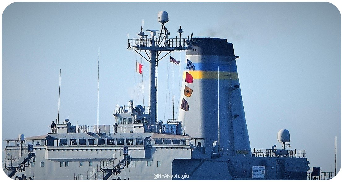 @spj1958 @RFATiderace @HMNBDevonport .@TSGurkha  ... just for those who appreciate bunting,  check out #USNSBigHorn 's sig-flags.  Can't think of any #RoyalFleetAuxiliary or RN ships past or present with a personalised callsign - can you?