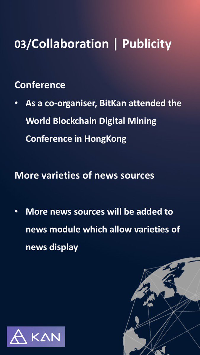 BitKanOfficial's tweet photo. KAN Project Bi-weekly Report 29/8 - 11/9 featuring updates on Product Operations, Online Campaign, Collaboration and Strategy. #bitkan #ksite #blockchain #cryptocurrency #kantoken #bitcoin #community https://t.co/oWz3wURn7z