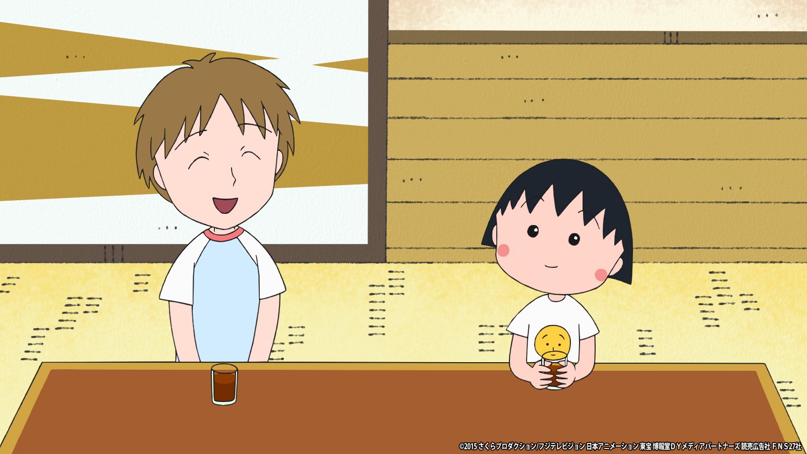 e680- ちびまる子ちゃんセル画 みんなでフランス料理を食べに行く e680- ちびまる子ちゃんセル画 みんなでフランス料理を食べに