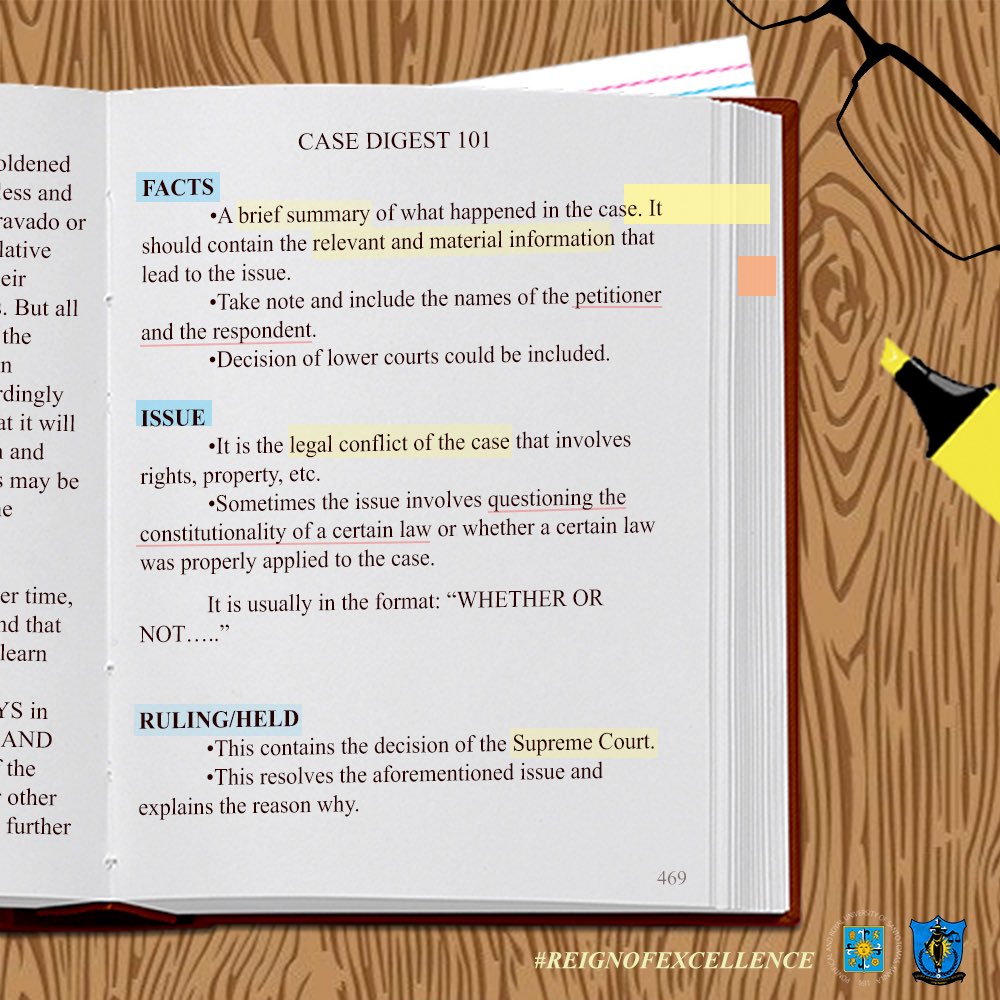 UST_LMSOC's tweet image. Still confused on how to make a proper case digest? Worry not! The UST Legal Management Society presents Case Digest 101. Here are some information on how case digests work.
Good luck and ace your homeworks and recitations, Excellent Ones!
#ReignOfExcellence