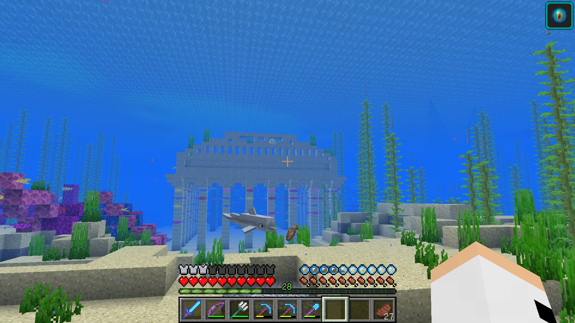 のがみマオ はじめ人間オクタゴン ポセイドン神殿にイルカが来てた D かわいい マインクラフト マイクラ 海底都市 サンゴ無限施設 T Co Yaqzwulqof Twitter