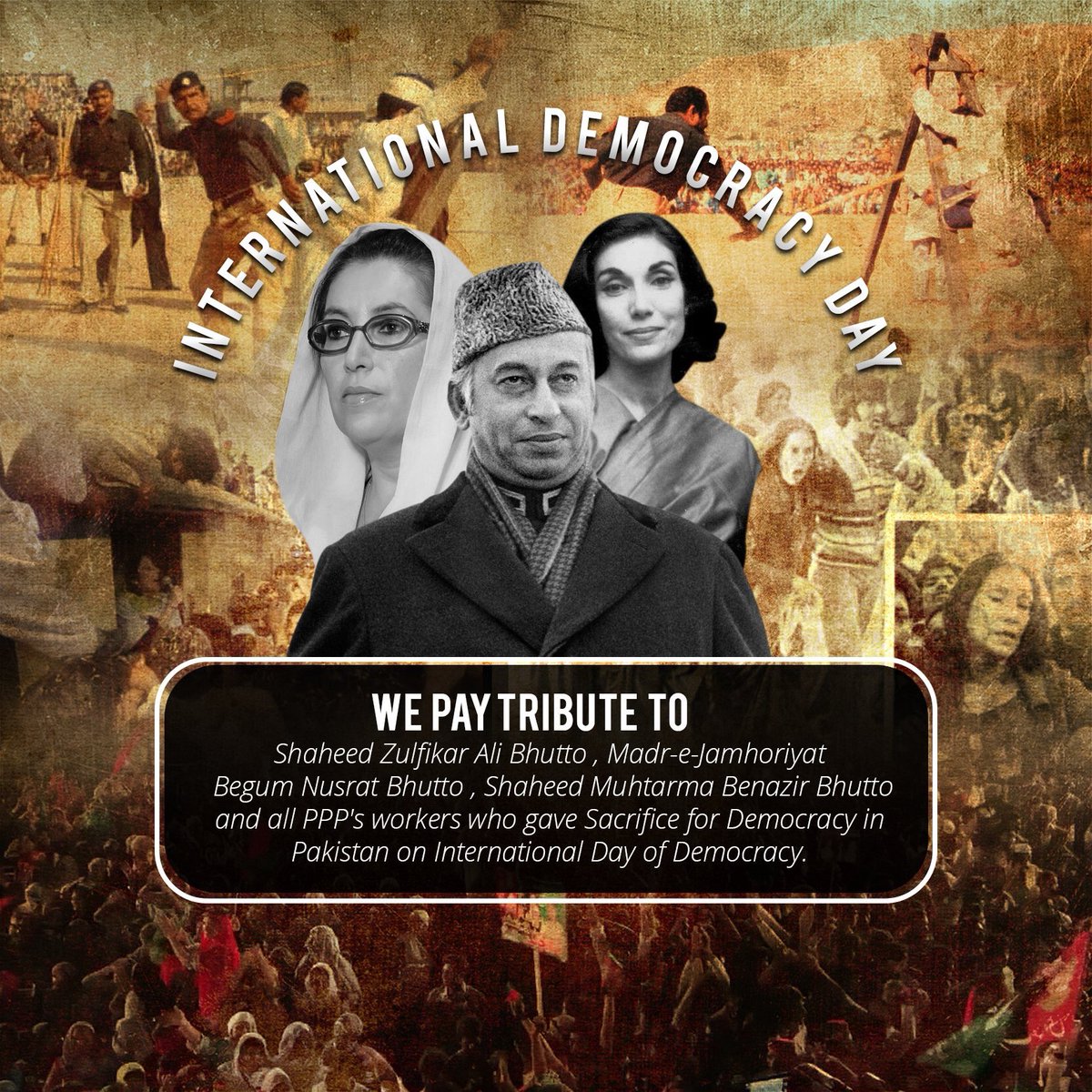The_ideology's tweet photo. سلام اے پاسبان جمہور 
سلام اے خالق جمہوری دستور 
سلام اے مادر جمہوریت 
سلام اے شہید جمہوریت 
ہم عالمی یوم جمہوریت کے موقع پر پاکستان میں بقائے جمہور کیلئے لازوال قربانیاں دینے والے بھٹو خاندان کو خراج عقیدت پیش کرتے ہیں
#DemocracyDay https://t.co/jy6sVOWKmL