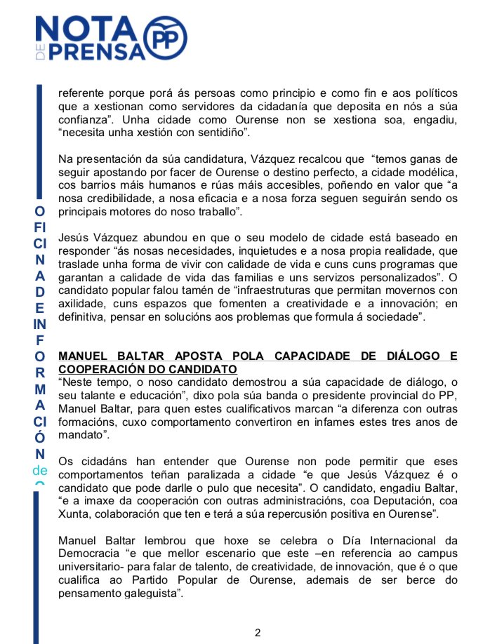 #OurenseConSentidiño @jesus_ourense afirma que “somos o Ourense que quere a Ourense e fronte nós non hai nada” #Ourensanamente 🅿️🅿️ 💙