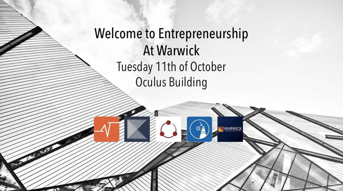 We have teamed up with <a href="/WarwickTECH/">WarwickTECH</a>, <a href="/wkickstart/">Warwick Kickstart</a>, <a href="/WarwickEntrep/">WarwickEntrepreneurs</a>  &amp;  Warwick Finance Societies to introduce you the entrepreneurial ecosystem and programmes offered <a href="/warwickuni/">University of Warwick</a> 
"Welcome to Entrepreneurship at Warwick" on 11th October!
--> More details: facebook.com/events/3209639…