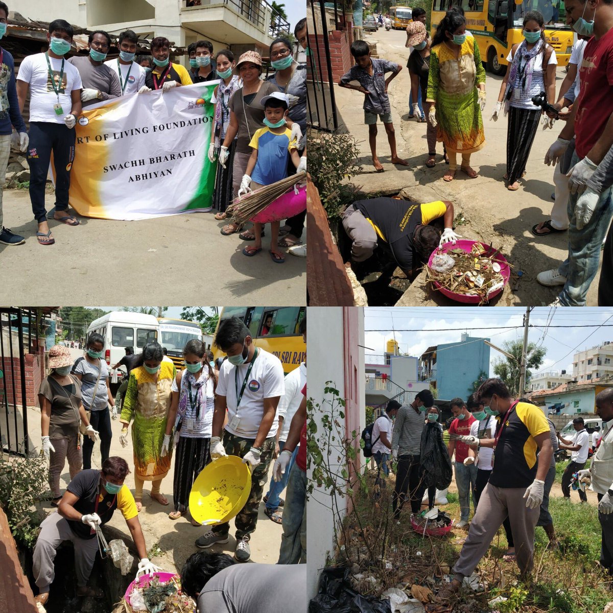 Gurudev's tweet photo. Large numbers of @ArtofLiving volunteers kicked off the #SHS2018 campaign by organising cleaning drives across the country. #SwachhataHiSeva https://t.co/oKZ7hMF6sP