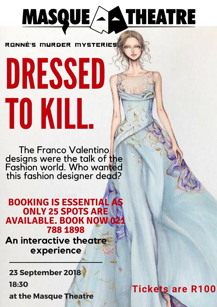 RonneMysteries's tweet image. Happening next week at the @MasqueTheatreSA limited space is available.