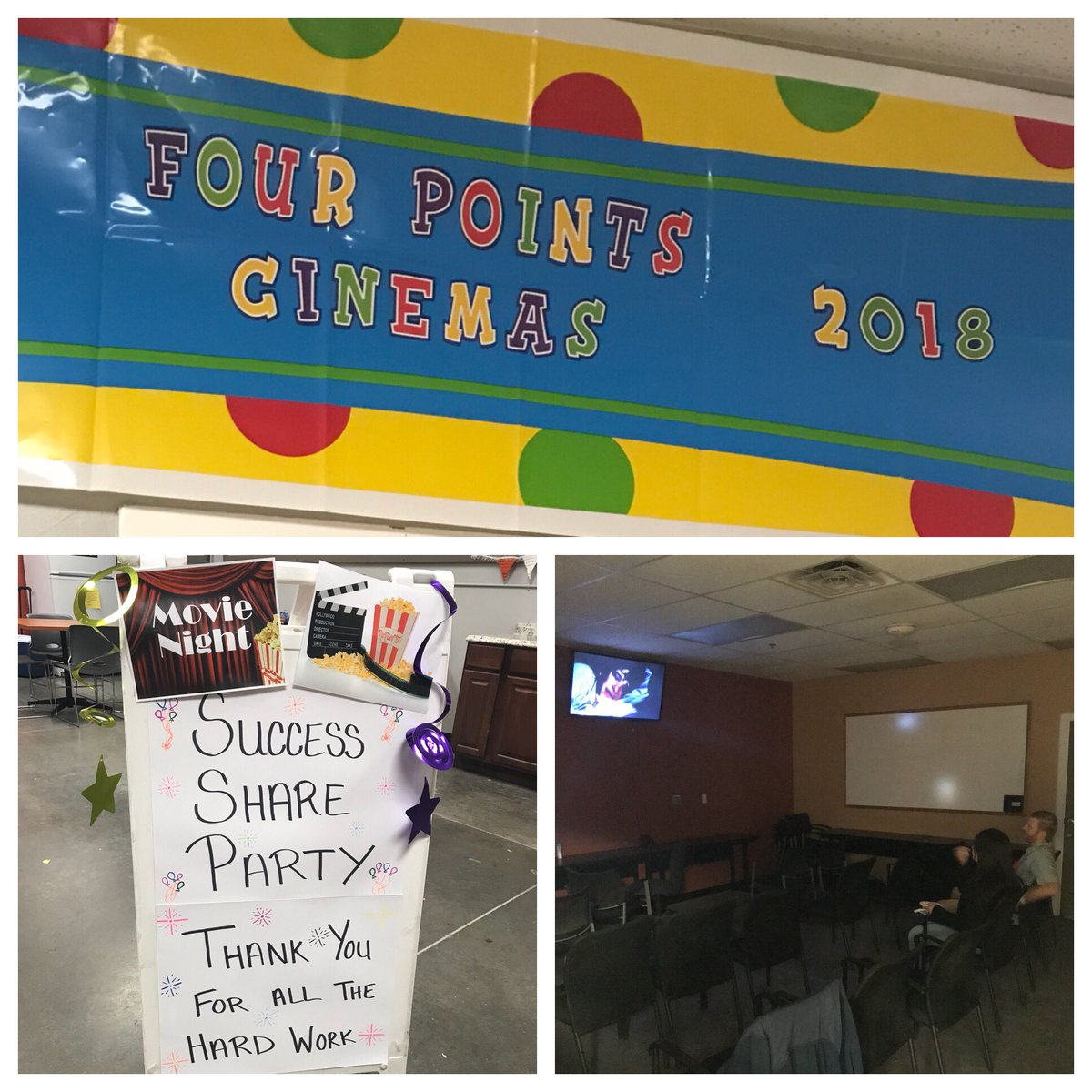josh_mayou's tweet photo. #SuccessSharing2018 day 2. Movie night at Four Points! Dinner and a show now that’s sweeeet! Thanks for everyone’s hard work! @mlp814 https://t.co/zJ2j9caRrK