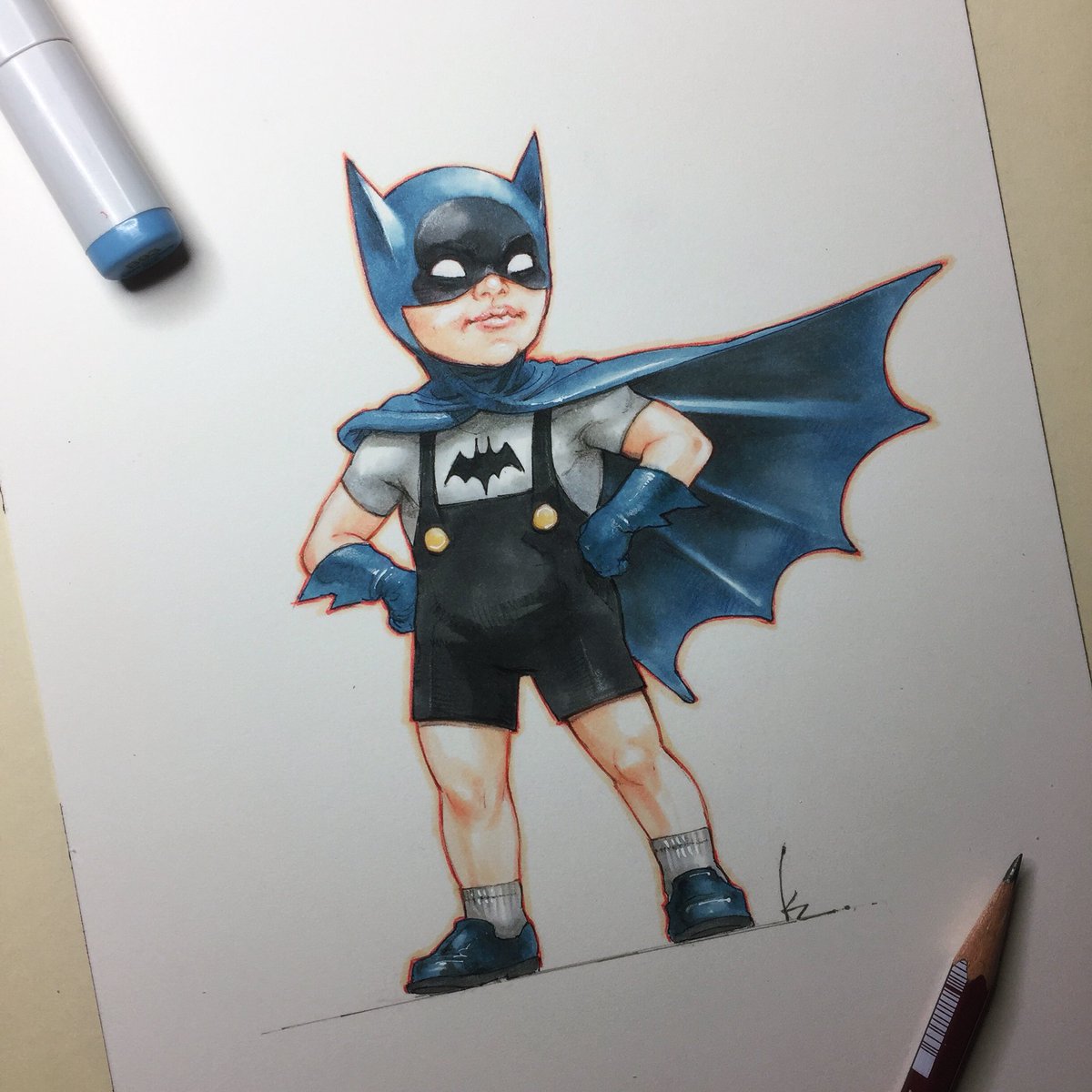 Look out! It- -it's BAT-BABY...! 🦇👶 Happy BATMAN DAY 🎉 #batmanday  #mitografia #kennethrocafort #batman #DCUniverse, image size:1200x1200