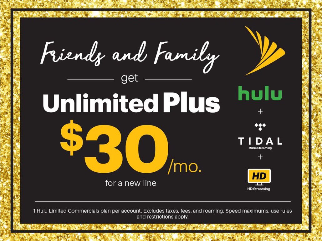 If you’re not with Sprint, now is the time to try us. Join my #UnlimitedSprintFam and get Unlimited Plus w/Hulu, TIDAL, 15GB LTE Mobile Hotspot &amp; streaming in HD for just $30 for a new
line. Until 9/30 &amp; only online. Visit sprint.com/advantageclub. DM me for the code!