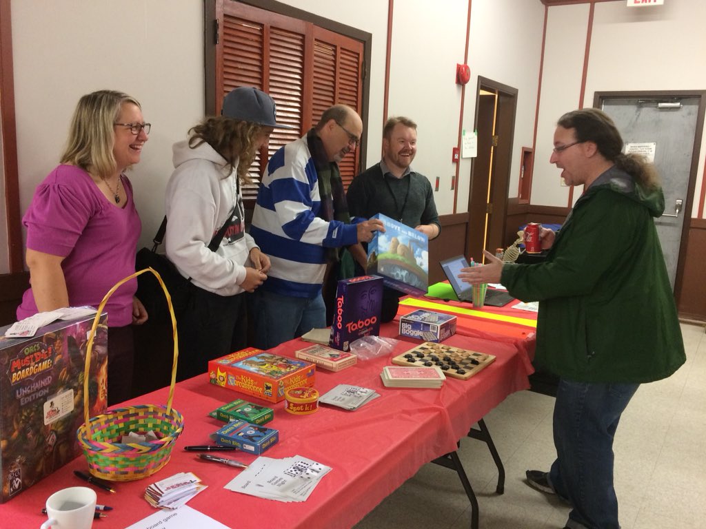 Want to have as much fun meeting new neighbours as these people? Come meet them in person at Queen Alexandra Games night. More info at #clday2018 until 3 pm today at QACL hall. <a href="/EFCL/">Edmonton Federation of Community Leagues</a>