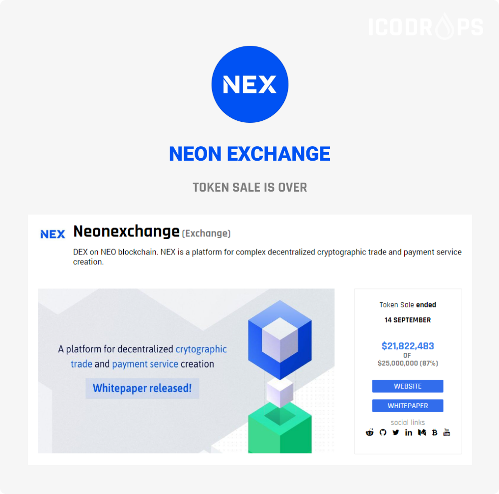 ICODrops's tweet photo. Neon Exchange has raised $21.8M / $25M in its token sale.
The tokens are unlocked. $NEX is still not trading on any exchange as it is a security token.
💧 https://t.co/uC91L1ZGsz https://t.co/MzGM6xvIKV