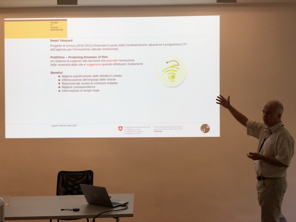 usisoftware's tweet photo. Mauro Prevostini ci racconta di #PreDiVine, un tool sviluppato in collaborazione tra @Agroscope e @USI_INF per prevenire le malattie nei vigneti!
#LuganoCittaDelGusto
@usisoftware @USI_university @SaporiTicino @goutgenussgusto @luganomycity https://t.co/K3po9bekiY