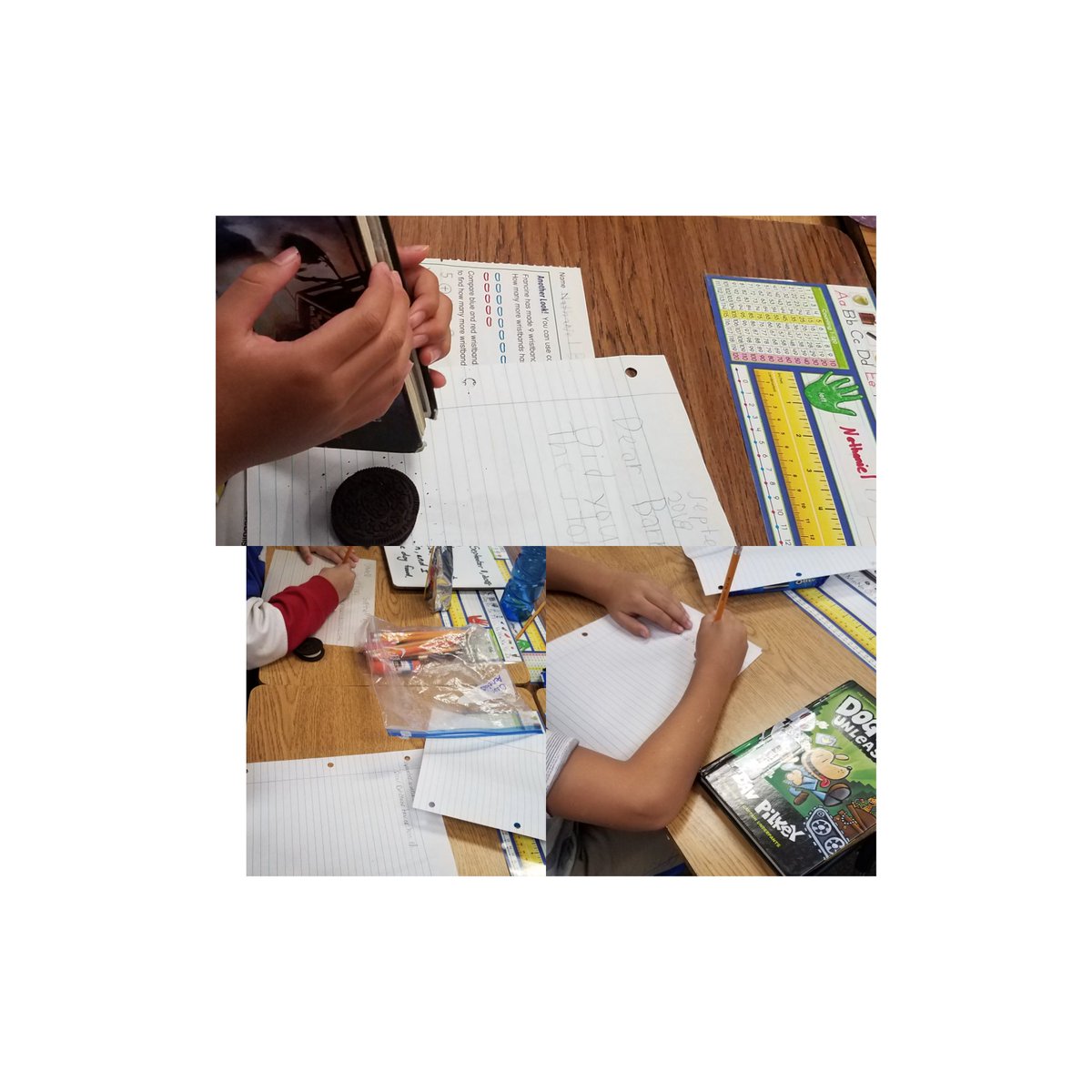 Ysanchezteacher's tweet photo. Snack time while writing a letter to a book character. @TeachingIdeas @educationweek @usedgov https://t.co/cmdhIMh2K0