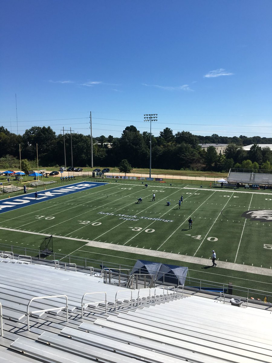 FaulknerATHL's tweet image. Special teams warming up to start a busy day at Billy D. Hilyer Stadium! Football kicks off at noon, men’s soccer at 5, women’s soccer at 7:30! Come out and spend your Saturday with the Eagles!