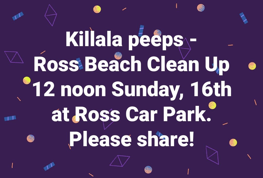 Join us tomorrow, Sunday at 12 noon in Ross Beach #Killala for a Beach Clean Up. Meeting point At Ross Car Park. Every little helps! 😎