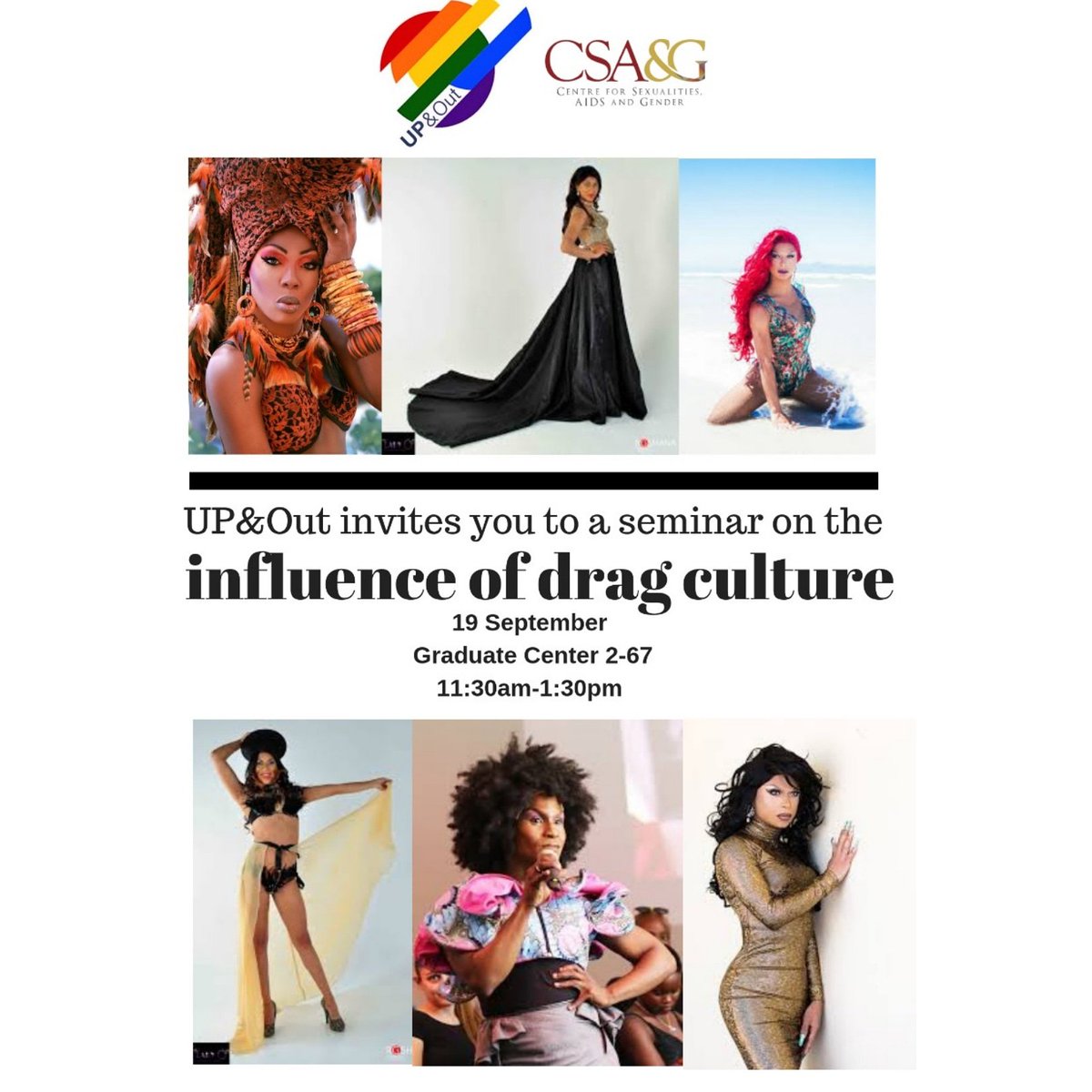 tuks_upandout's tweet photo. On Wednesday our chairperson is presenting a seminar on the influence of Drag culture. Be sure to join the conversation #Prideweek2018 #DontHideYourPride https://t.co/edXG6UqjAl