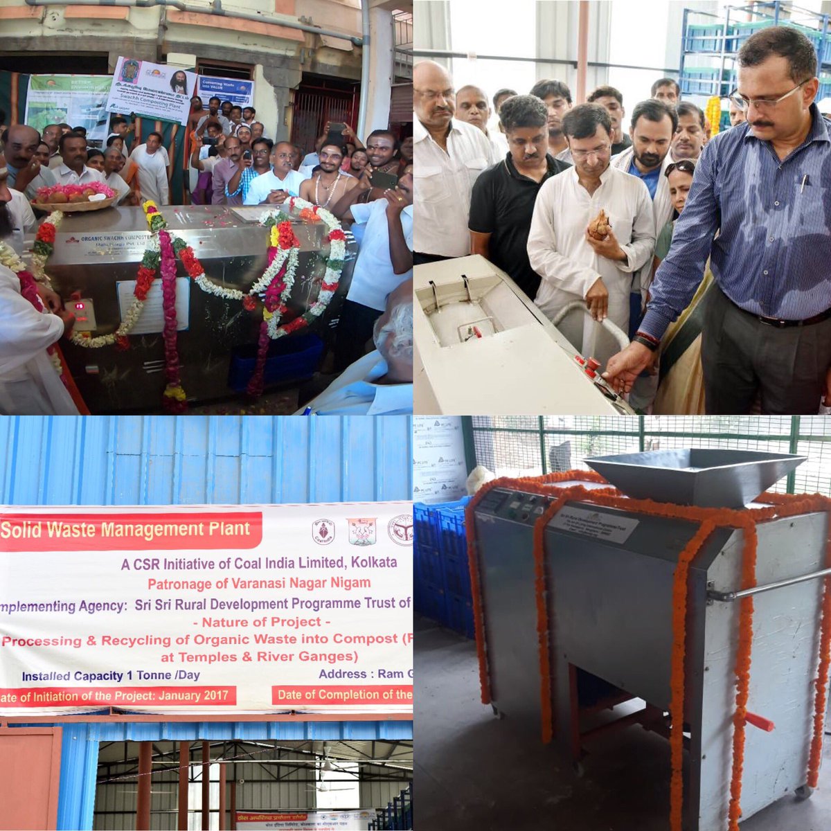 Gurudev's tweet photo. Since 2015 the @ArtofLiving has installed waste management plants in 3 municipal corporations and 9 places of worship, including Kashi Vishwanath, Swamimalai &amp; Ajmer Sharif Dargah. Today, a plant has been installed in Chanakyapuri, Delhi to process 1 Ton of waste a day. #SHS2018 https://t.co/VwBFJ4uuAK