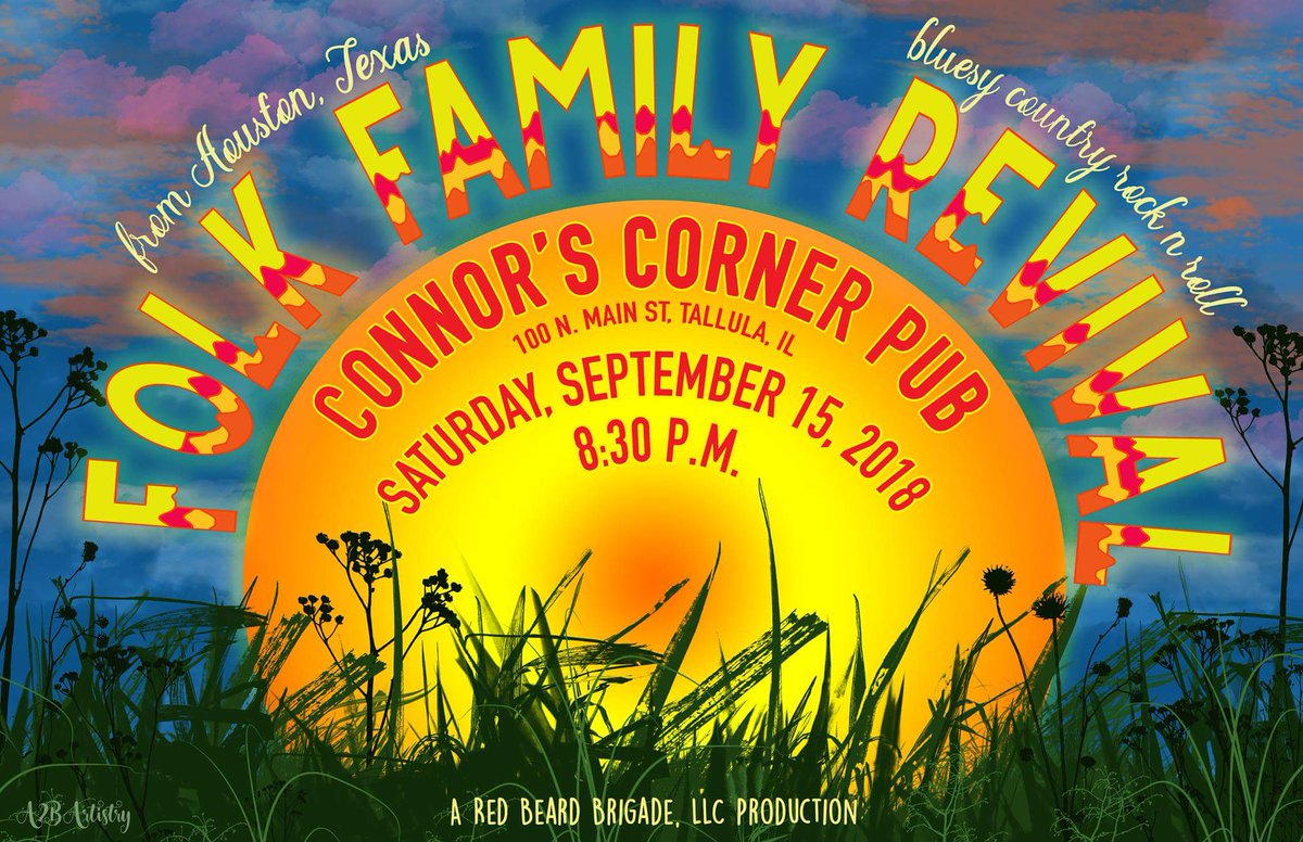 Going to be a great night with @folkfamily Meet us at Connor's Corner Pub in Tallula, IL for some awesome music out of Houston, TX!