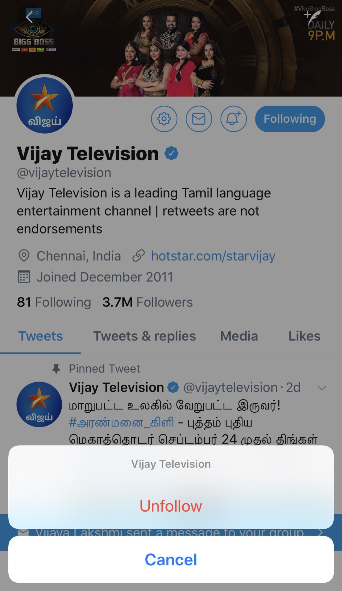Oviya Army Official on Twitter: "#unfollowedvijaytv #NomumtazNoBigboss