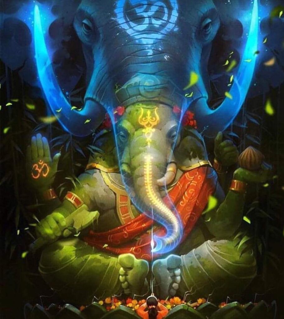 Eephant head Gajanana Avatar who rides a mouse, incarnated to Kill Lobha, the demon of greed. #GaneshChaturthi #BlessedToBeHindu