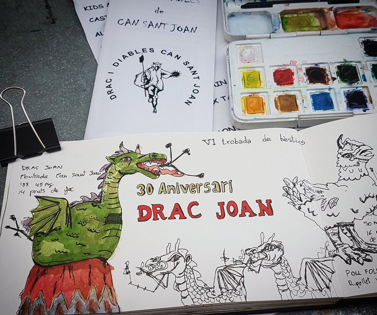 Avui celebrem el 30 aniversari del #drac #joan amb @diables_cansantjoan i 26 colles de #diables més VI Trobada de #besties de #foc #infern #cansantjoan #montcadaireixac #cultura #tradicio #sketch #sketching #urbanart #usk #barcelona #catalunya