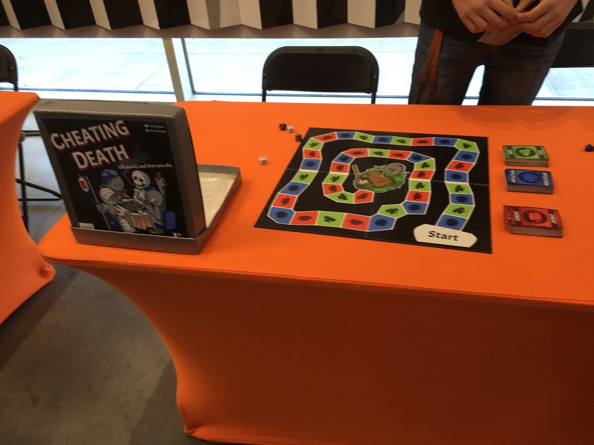 Don’t fear the reaper! Play <a href="/TheGameOfDeath/">Cheating Death</a> at <a href="/RITtigers/">RIT</a> at #ROCGameFest today!