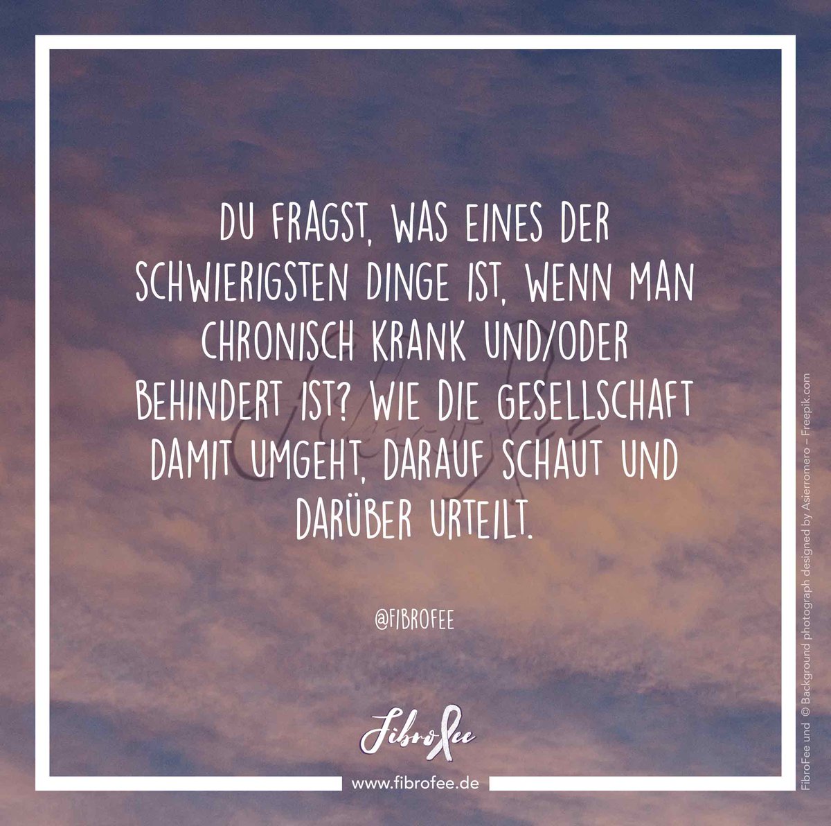 Das Bewusstsein, dass die Probleme mit #Krankheit und #Behinderung oft nicht medizinischer Natur sind, ist hierzulande wenig verbreitet. Das ist zu kurz gedacht, denn es geht dabei nicht um individuelle, körperliche „Defekte“. 
#chronischkrank #unsichtbareBehinderung