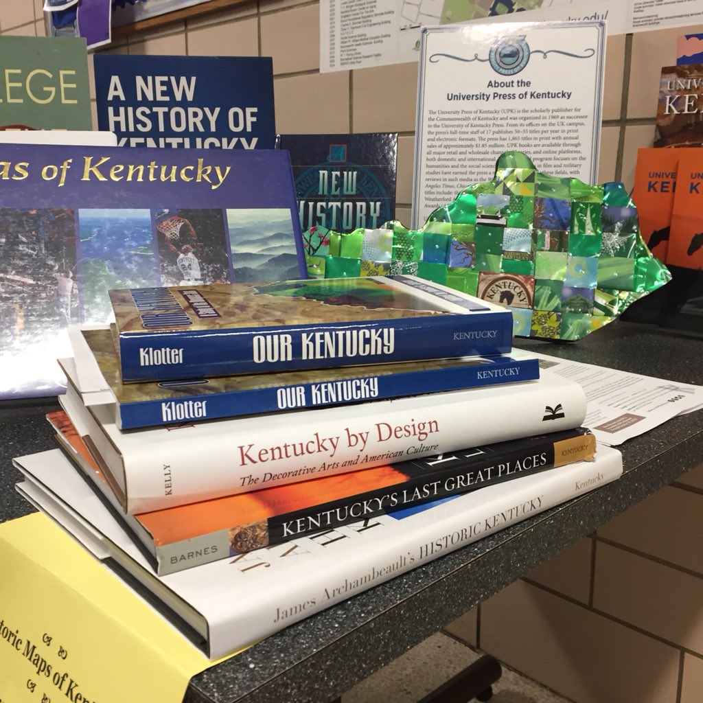 KentuckyPress's tweet photo. We’ve been enjoying meeting all of the teachers and #socstud lovers @KYCouncilSS 2018. If you're here for the conference, swing by Dickey Hall in @UKCollegeofEd and say hello!
#UPK75 #ReadUP #KyCouncilSS #Regionalbooks #KYbooks #KYsocialstudies https://t.co/4OdCz5ClfC