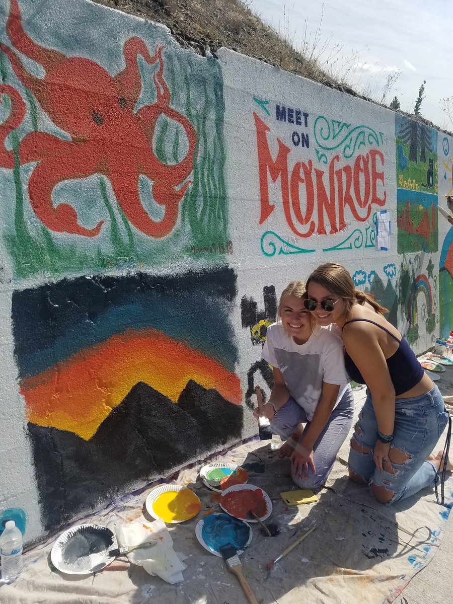 Painting the mural on Monroe St. Today! #MeetOnMonroe