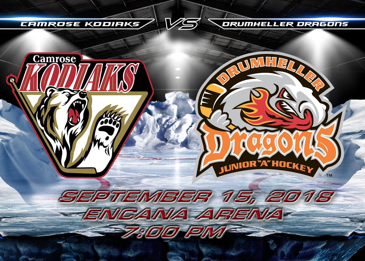 Kodiaks VS Dragons tonight at the Encana Arena! Tell the kids, it should be a great one! Box office opens at 6:00pm and the puck will be dropped at 7:00pm! You're not going to want to miss this one! #GameDay #SeeYouHere