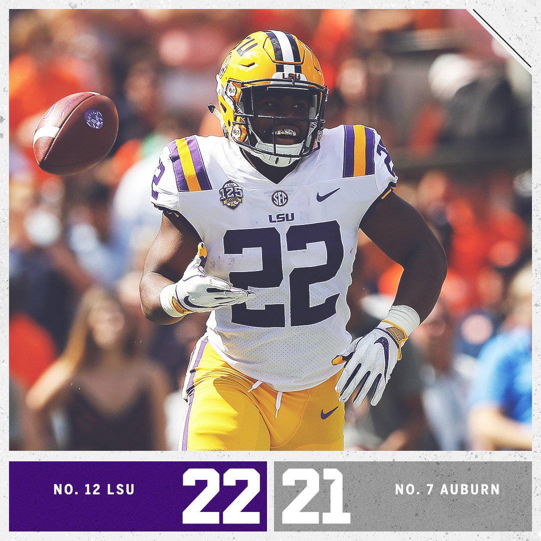 SECNetwork's tweet photo. IT IS GOOD!!!!

No. 12 @LSUfootball takes down No. 7 Auburn. https://t.co/H9FPsXWwgU