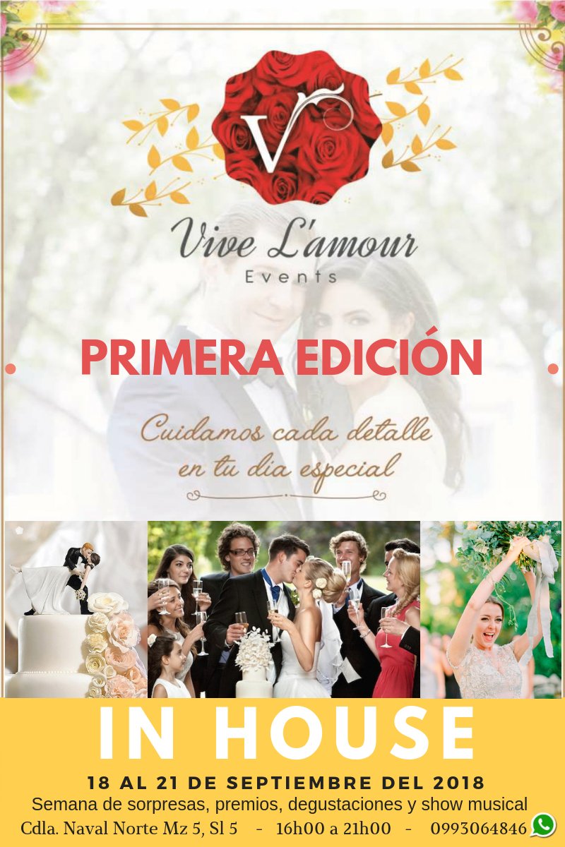 MakUlloa's tweet photo. Estimado Cliente,
Tenemos una semana dedicada a tí!
Sabemos que necesitas un proveedor completo para BODAS Y EVENTOS
Ven y Disfruta de todas las sorpresas que tenemos para tí!
No te lo pierdas!
Registrarte al 0993064846 https://t.co/iqnwI7JIuT