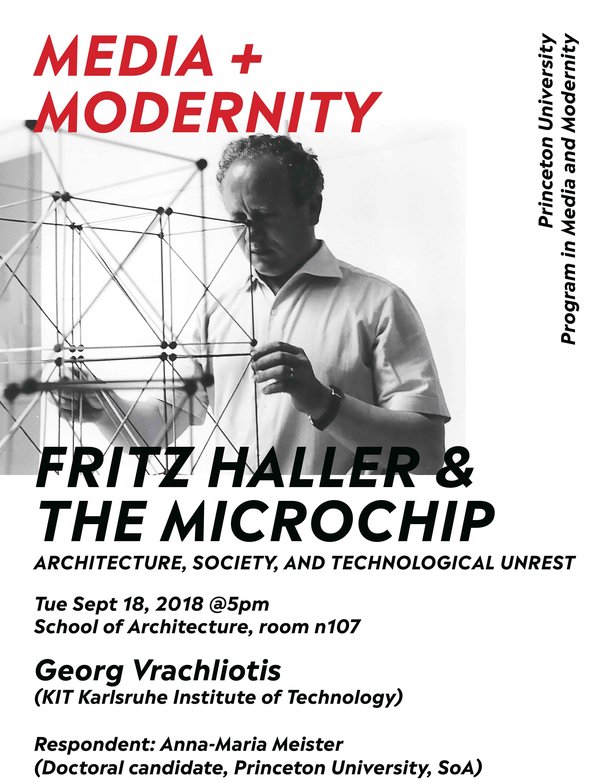 we are kicking off our first M+M event this Fall with Georg Vrachliotis @vrachli with a lecture on “Fritz Haller & the Microchip”…on Tuesday at 5pm EST … be there or be square (*like Haller’s Microchips) #architecture #Princeton #mandm #media #modernity