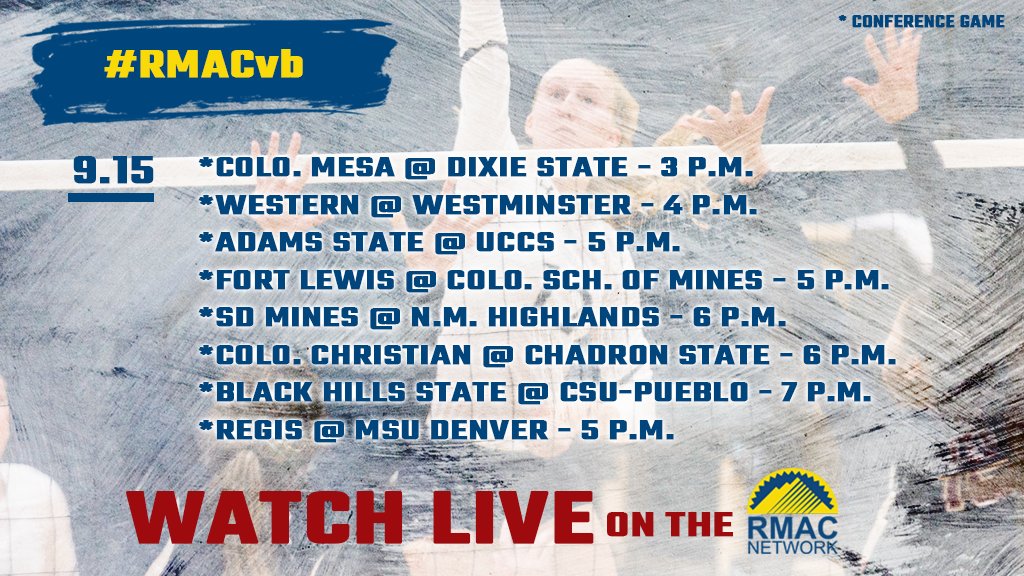 RMAC_SPORTS's tweet image. Eight #RMACvb games are scheduled for today so be sure to catch all the action on the RMAC Network!!

📺 RMACSPORTS.tv