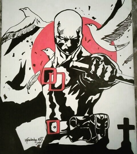 knowledgeart77's tweet photo. Deardevil on canvas #Daredevil #Netflix #art #CANVAS #painting #marvelcomics #ink #comiccon #comicbookart #Disney https://t.co/StQYtRzHkR