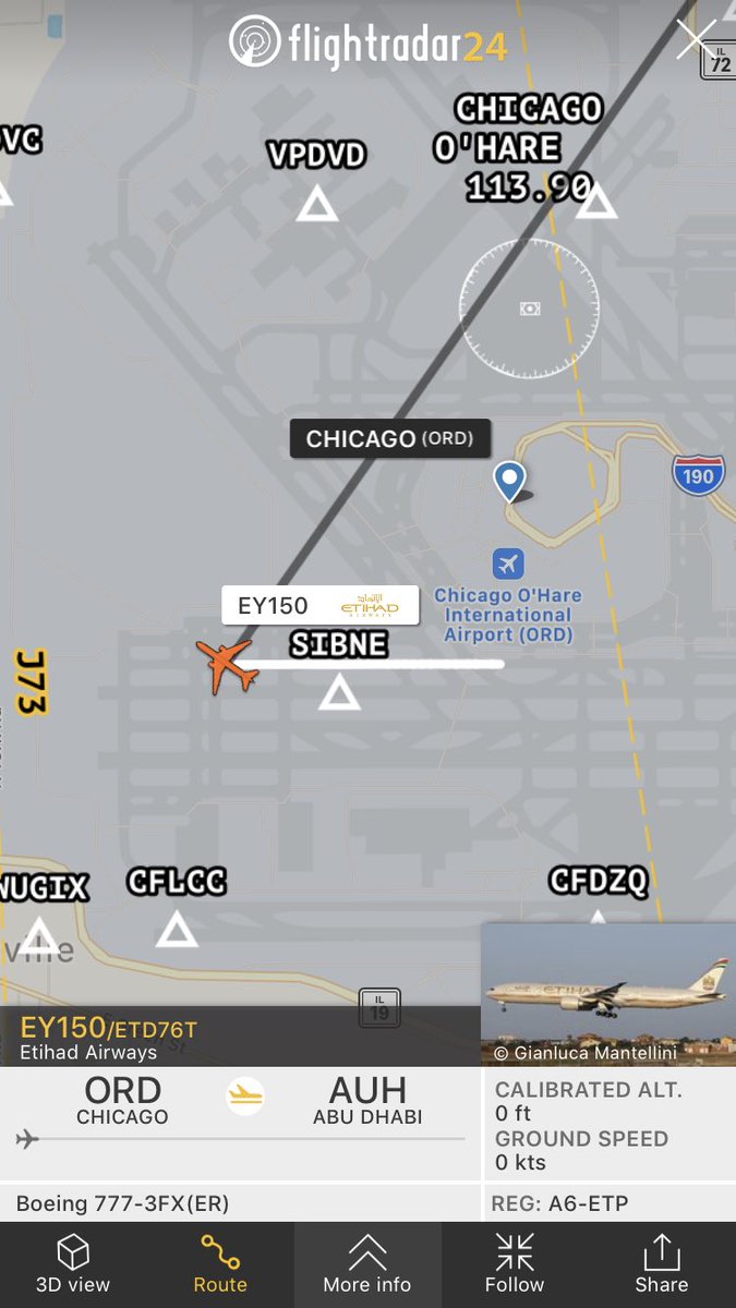 flightradar24's tweet photo. #EY150 from Chicago to Abu Dhabi, stopped on taxiway prior to departure due to brake issue. Requesting tug back to gate.
https://t.co/M6mC9XJdgA https://t.co/LUN9ZPJ0Lq