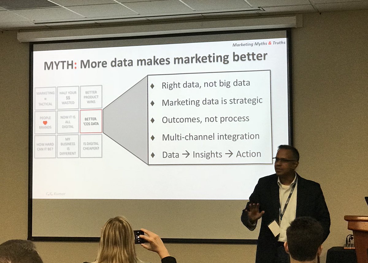 MBreaker10's tweet photo. One of @SupraMBA's 9 myths of marketing - More data makes marketing better. #PCATX21 https://t.co/K4pqZorxtG