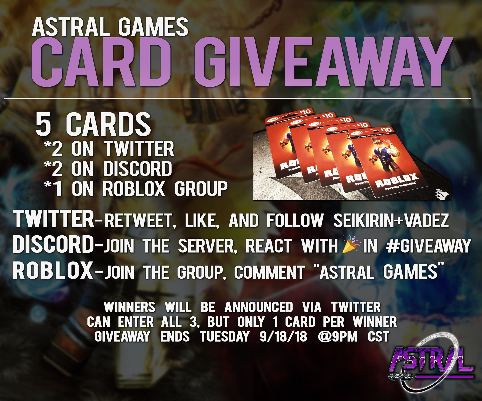Vadez On Twitter Astral Games Card Giveaway Three Separate Giveaways 5 Chances To Win Rules In Picture Below Theseikirin Https T Co Uxiov88p37 Https T Co Ow9jc7tyuw Https T Co Lthpbn5phh - astral roblox group