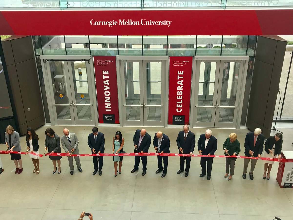 lreasor's tweet photo. Great first day at the opening of Tepper Quad, designed to enhance collaboration and #innovation. At the event met David Tepper, Jim Swartz and Sue Swartz (major contributors to Tepper Quad). #tepperquad @cmualumnihouse @TepperAlumni @teppercmu #intersectCMU @CMUSwartzCenter https://t.co/9zpx5COcit
