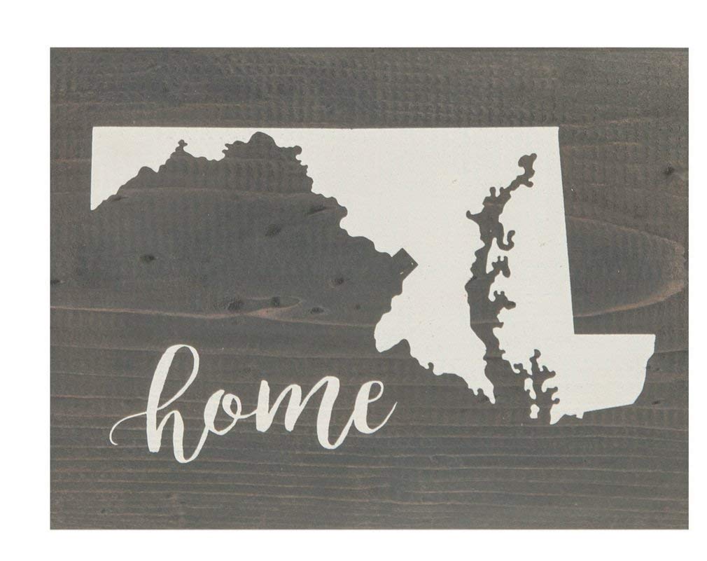Maryland State Home Grey 7.5 x 5.5 Solid Wood Barnhouse Block Sign, Price:$14.95 amzn.to/2xaTKNu
