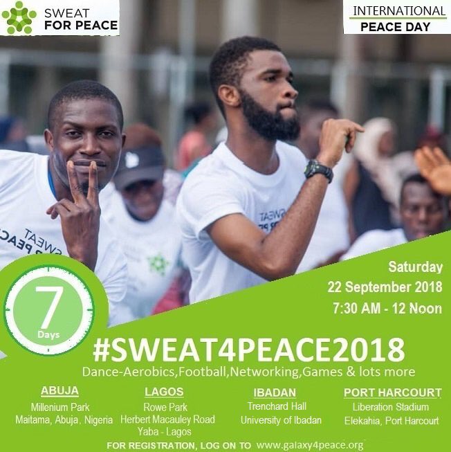 galaxyforpeace's tweet image. What can you see on the visual? Ssshhh dont say I told you!! 
Yes, its #Sweat4Peace striking again &amp;amp; we are just 7Days to go!!
Have you registered? 
Here is the quick link goo.gl/pBYftd to get yourself your FREE ticket
@pocarlee @Gens_For_Peace 
#Sweat4Peace2018
