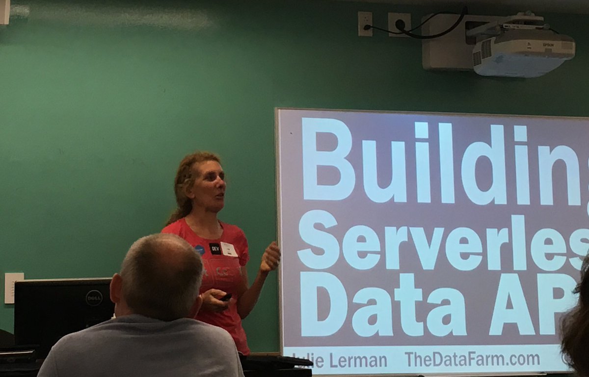 veronika_dev1's tweet photo. @julielerman starting her talk about #serverless data APIs. Iβm excited! @VTCodeCamp #VTCC10 #azure #vermont https://t.co/njgrZCDSiN