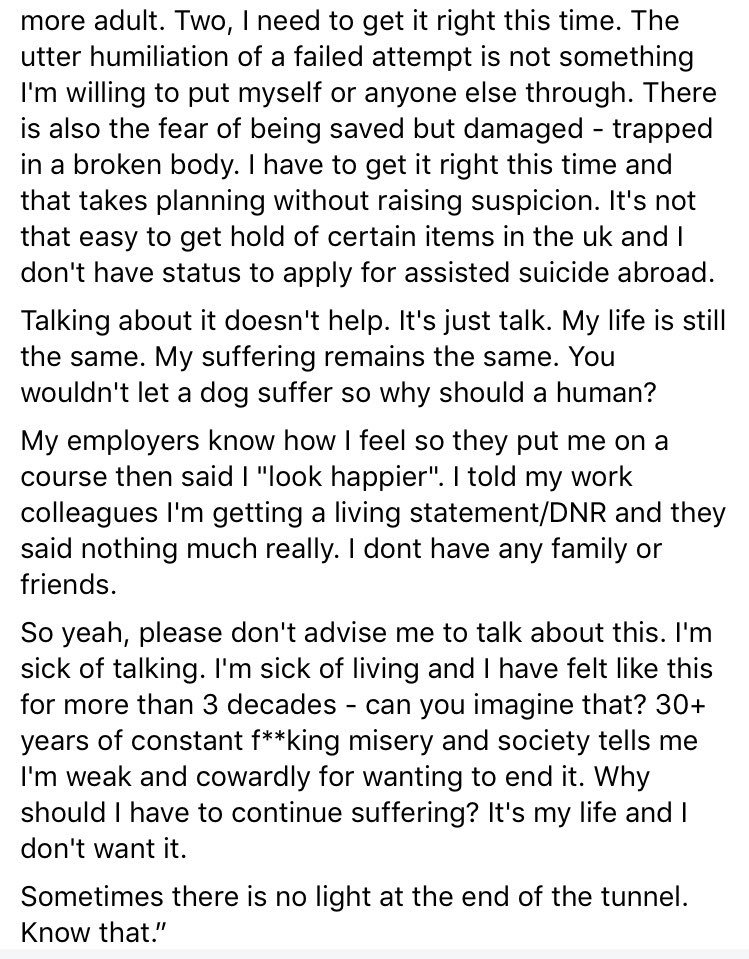 LITAstories's tweet photo. #34. “I honestly don’t think this is the type of story you’re looking for. It’s not one of hope or light at the end of the tunnel or “everything is temporary” or any of the other false platitudes I hear and read.” 
#MentalHealth #Depression #SuicideAwareness https://t.co/zF9S1sH8UF