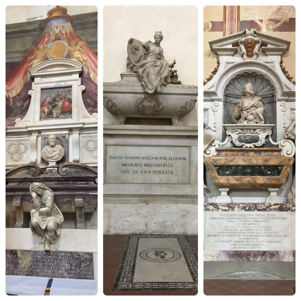 Visited the graves of Michelangelo, Machiavelli & Galileo at the church of Santa Croce. 3 KINGS! #santacroce #cattedrale #cathedral #church #firenze #florence #instaflorence #yourflorence #toscana #tuscany #italia #italy #italian #michelangelo #machiavelli #galileo #europa