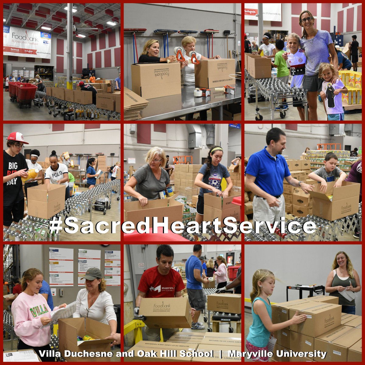 RSCJUSC's tweet photo. For Global Service Day, volunteers from @VDOHschool and @MaryvilleU packed boxes of food at @STLFoodbank! Helping the hungry. Making a difference. #FlatPhilippine also stopped by!
#SacredHeartService
#CoeurValues
#WeAreSacredHeart
#LoveIsOurMission https://t.co/bVcyENy9tv