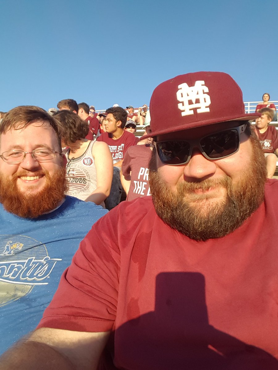 SQLAycock's tweet image. #HailState his first time at a state game. Maybe next time he will wear maroon.