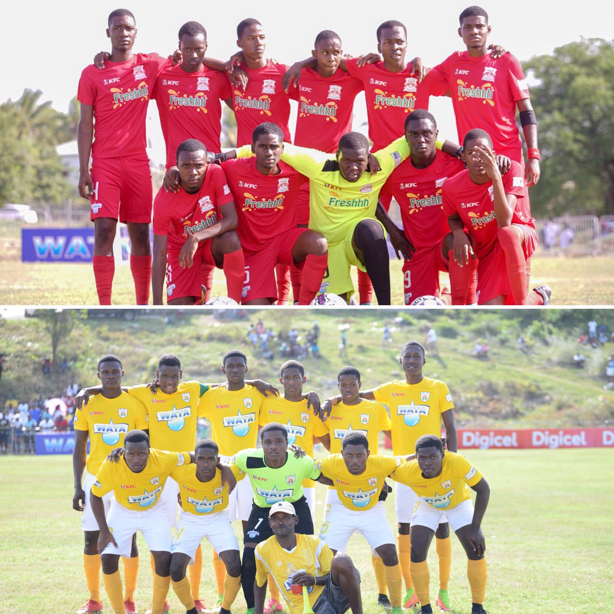 DIGICELJamaica's tweet photo. The battle of the Clarendonians!
Glenmuir High faces Garvey Maceo High in today's Dacosta Cup match. Are you team #ColaRed ❤️or team #Cubanz 💛? #DigicelSBF https://t.co/rVH2ST0S0k