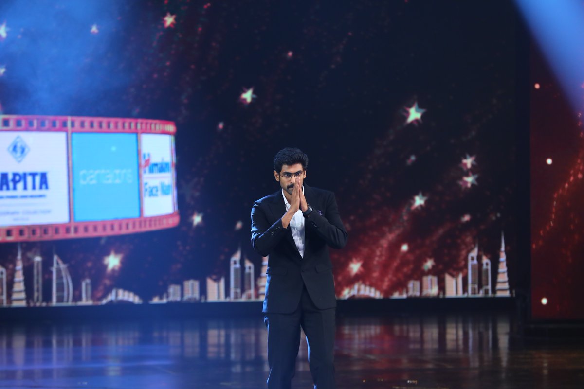 WorldRanaFans's tweet photo. Imagine receiving two achievements in one night?! That's what @RanaDaggubati had today. As well as Entertainer of the Year, he also took home the Best Actor in a Negative Role award for his outstanding performance as Bhallaladeva in #Baahubali2!! #PantaloonsSIIMA #SIIMA2018 💪 https://t.co/vg16BLgGJK